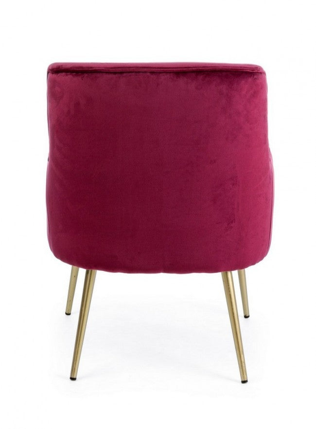 Fauteuil moderne Clelia en velours bordeaux