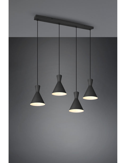 Suspension Linéaire Enzo 4xE27 Noir Mat Trio Lighting