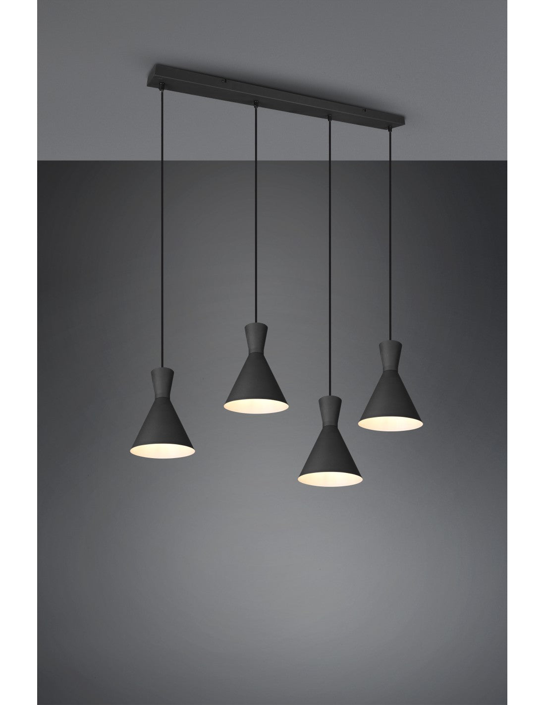 Suspension Linéaire Enzo 4xE27 Noir Mat Trio Lighting