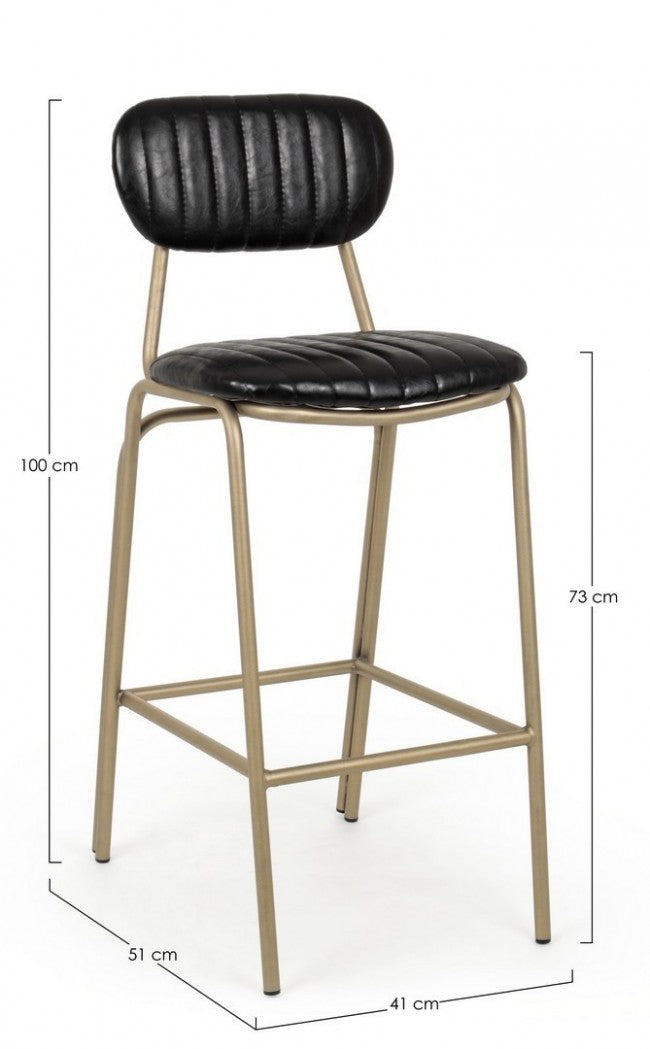 Tabouret de bar vintage Addy noir 41x51x100h cm