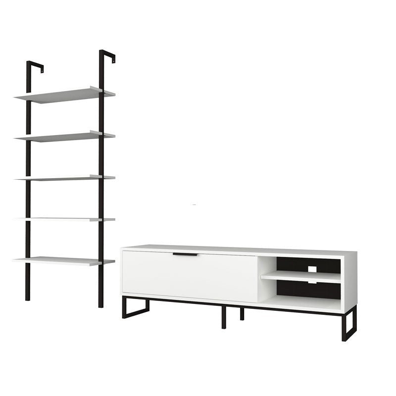 Meuble TV avec bibliothèque 5 étagères blanc 70x30xh.180 cm