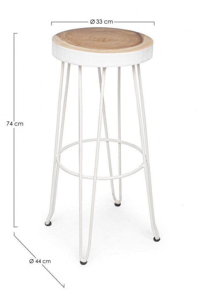 Tabouret de bar en bois blanc de style naturel