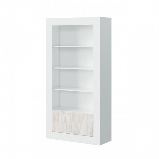 Bibliothèque de salon blanche moderne avec portes 94 x 35 x 181 h cm
