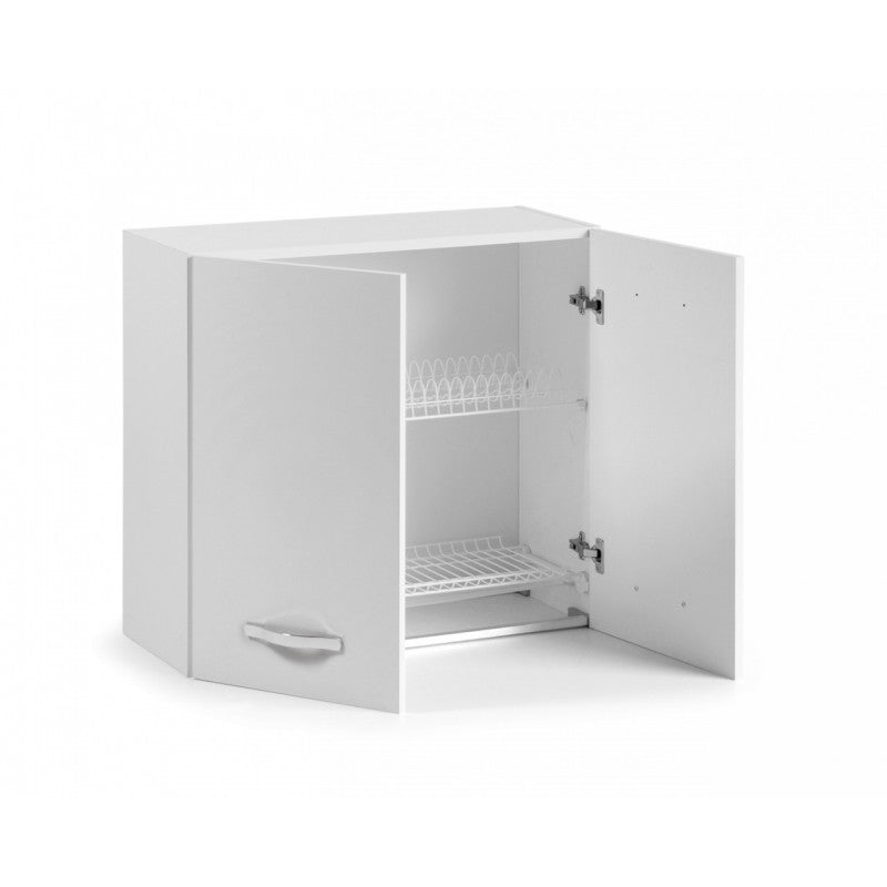 Elément mural égouttoir à cendres blanc pour cuisine 80x32xH 72 cm avec 2 portes