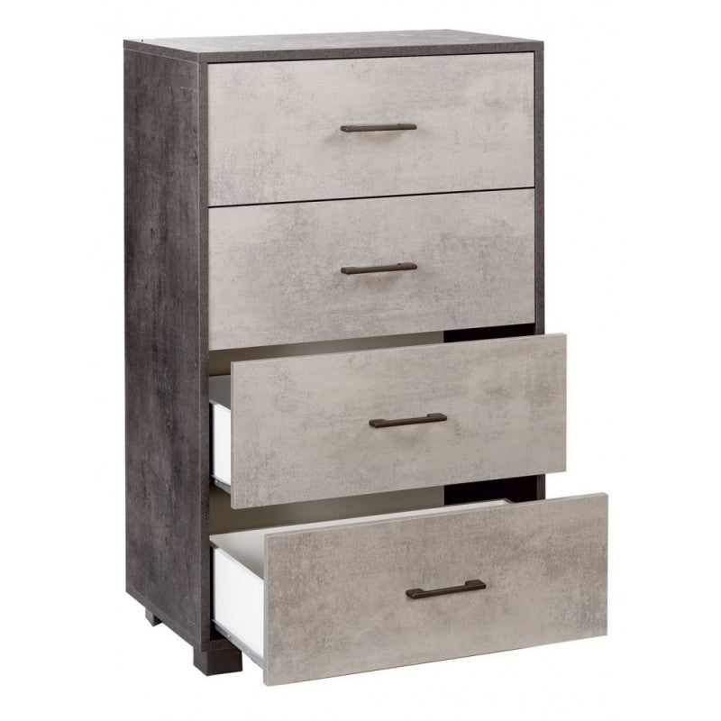 Commode de chambre à coucher avec quatre tiroirs Noir Blanc 70x41x h112 cm