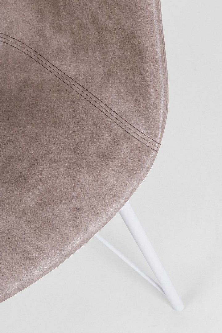 Chaise Warhol vintage en éco-cuir blanc beige 59 x 54,5 x 80 cm