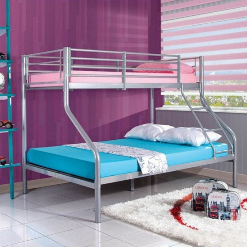 Lit superposé en tube d'acier peint gris 140x190xh.160 cm