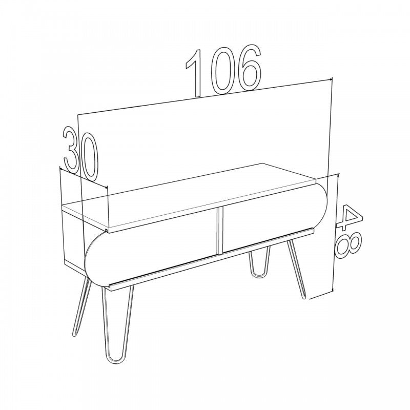 Meuble TV industriel urbain en noyer noir cm 106 x 30 x 48 h