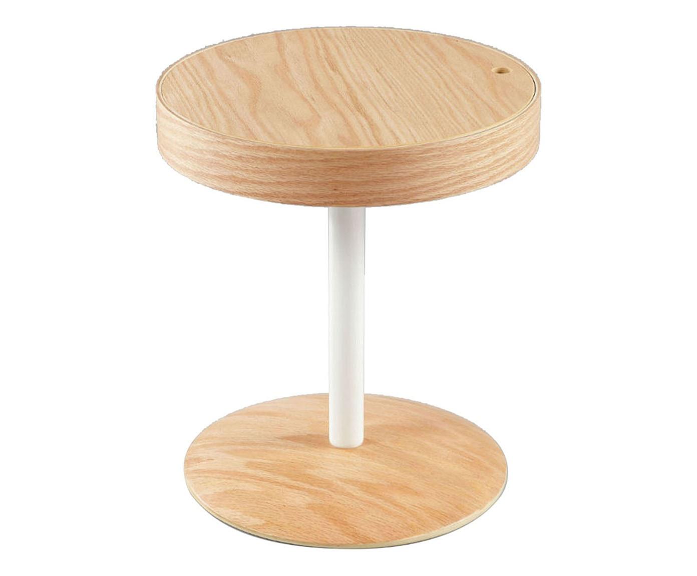 Table basse en chêne avec plateau en bois et base en métal