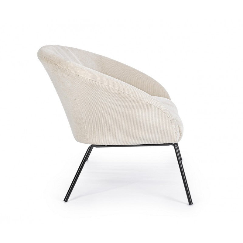 Canapé en acier velours blanc Aiko Velvet 142 x 80 x 75 cm