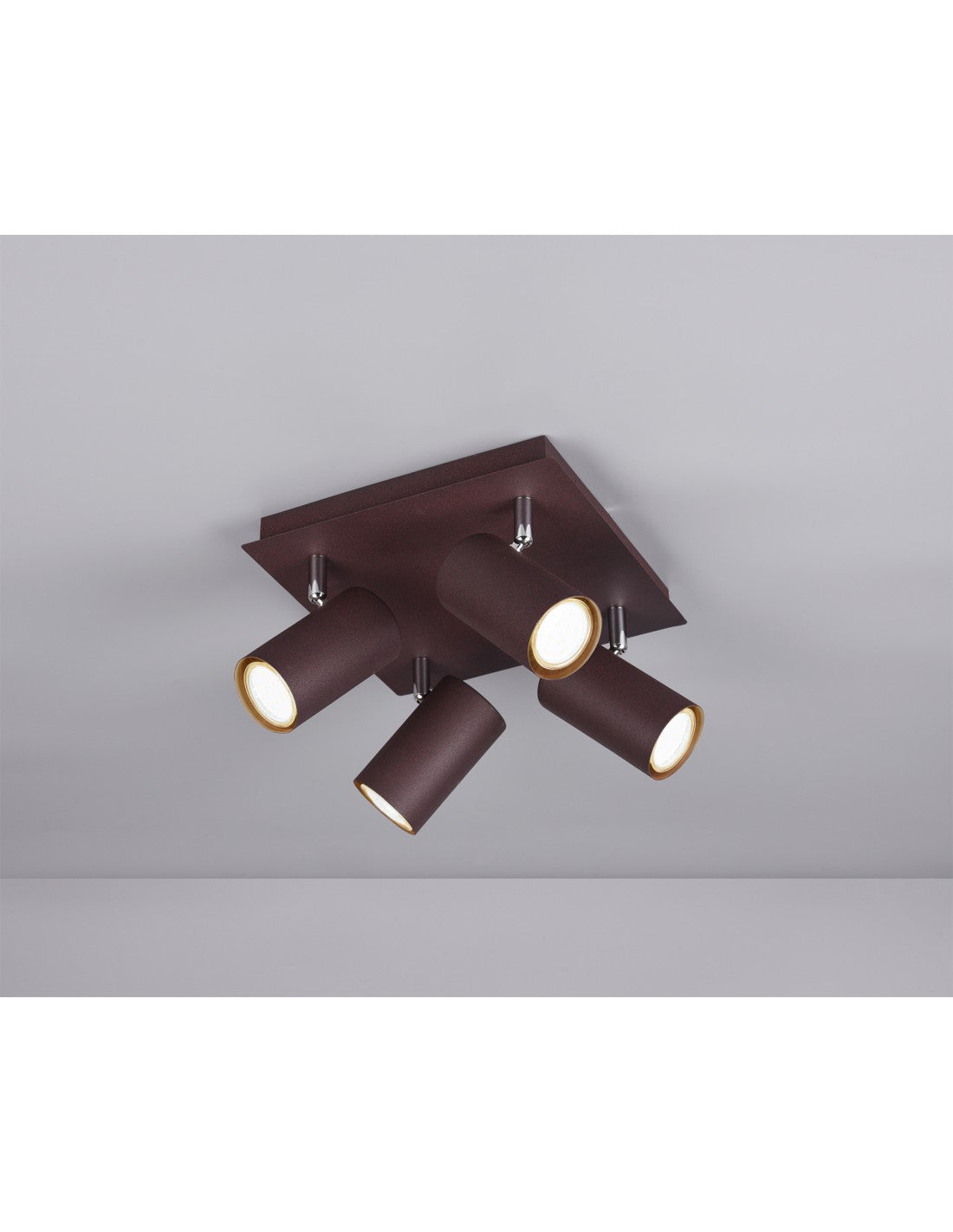 Plafonnier carré avec 4 spots orientables Marley Rust Trio Lighting