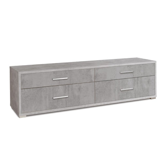 Meuble TV bas en bois avec quatre tiroirs Beton Cemento 179x47x h50 cm