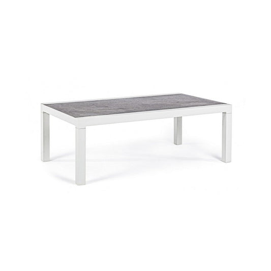 KLEDI LUNAR Table basse d'extérieur en aluminium blanc 120x70x h43 cm