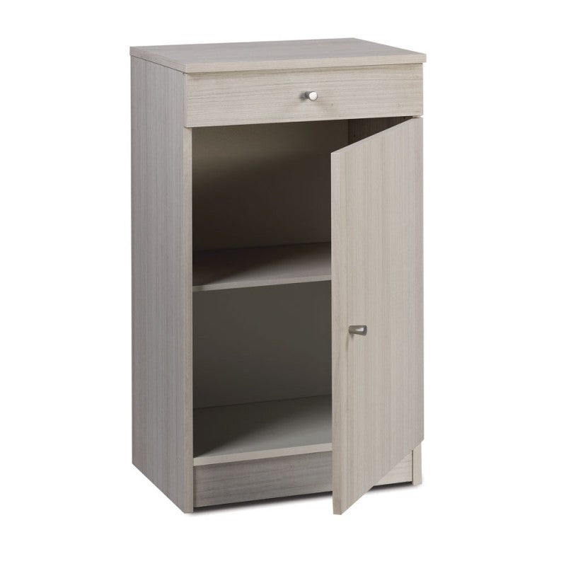 Armoire basse polyvalente avec une porte et un tiroir en Light Olmo 46x34x h80 cm