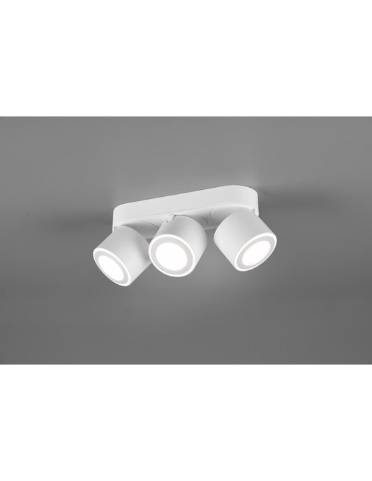 Plafonnier 3 Spots Double Emission LED L27 cm Taurus Blanc Trio Lighting