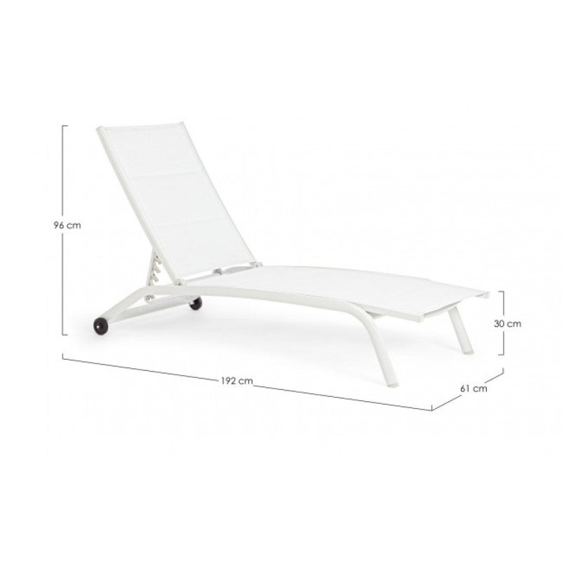 Bain de soleil Cleopas en aluminium blanc-blanc avec roulettes