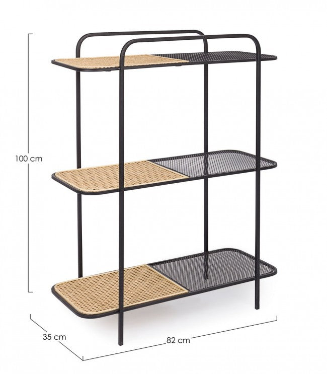 Bibliothèque profilée en acier à trois étagères Anthracite ELYOT 82x35x h100 cm