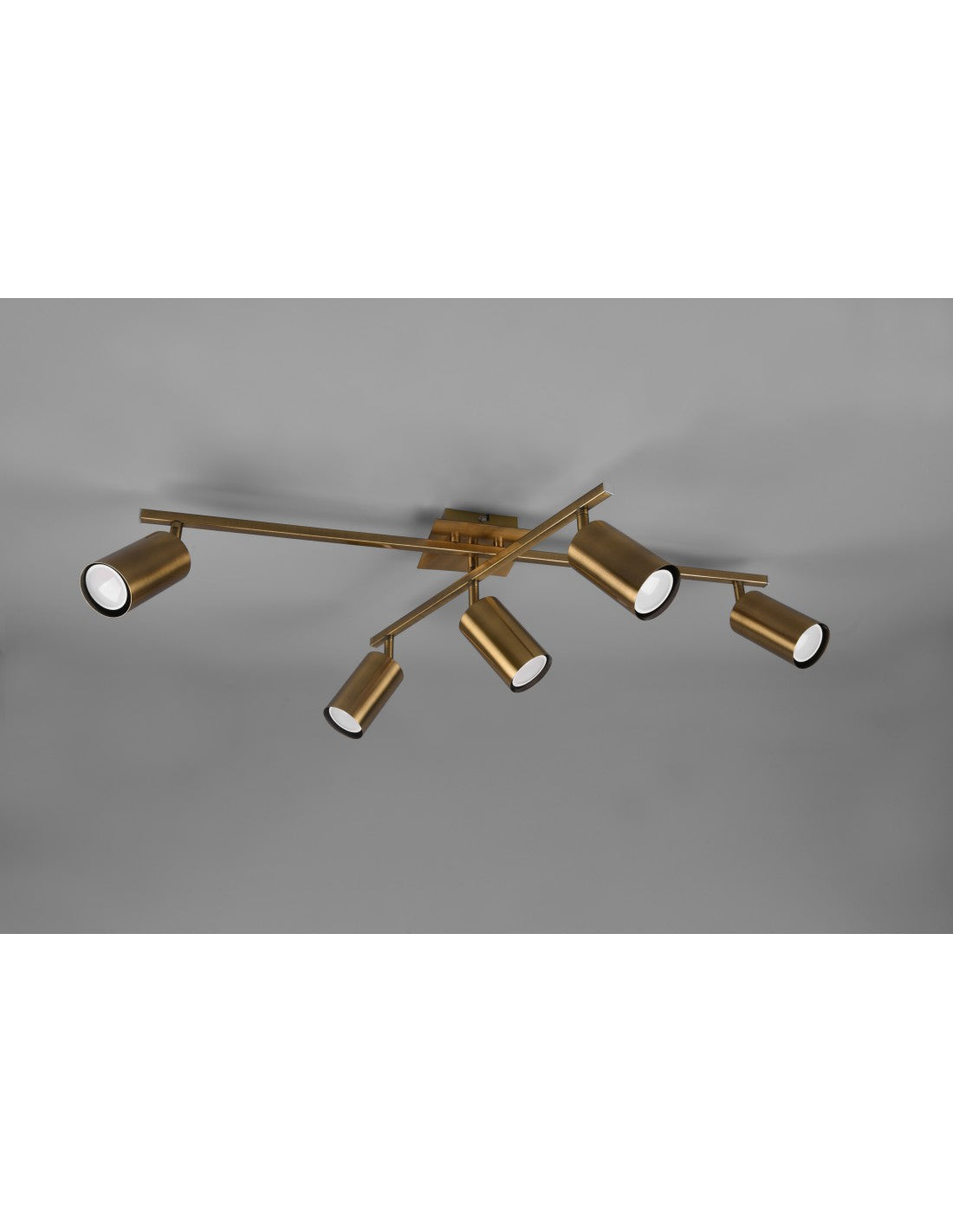 Plafonnier 5 spots orientables Marley Laiton Aged Trio Lighting