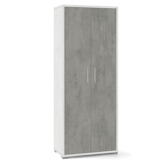 Armoire polyvalente à deux portes en Ciment Blanc 71x41x h182 cm