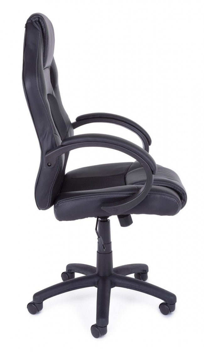 Fauteuil de bureau avec bracelets Racing noirs en simili cuir