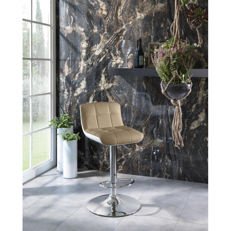 Tabouret moderne en éco-cuir gris tourterelle à hauteur réglable