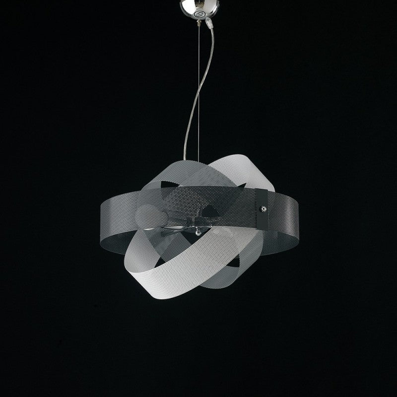 Lustre suspension moderne Gris Blanc 2 lumières diamètre 47x h13 cm