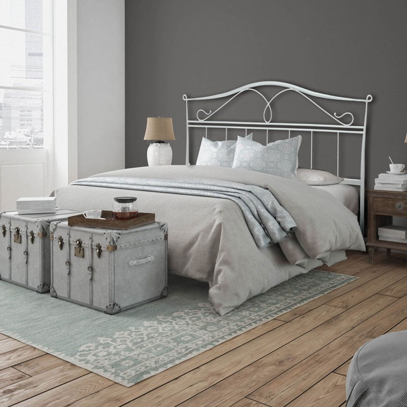 Lit double en fer avec cadre de lit en fer blanc ISCHIA 166x202x h128 cm