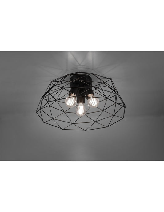 Plafonnier Haval Gabbia 3xE27 Noir Mat Ø45 cm Trio Lighting