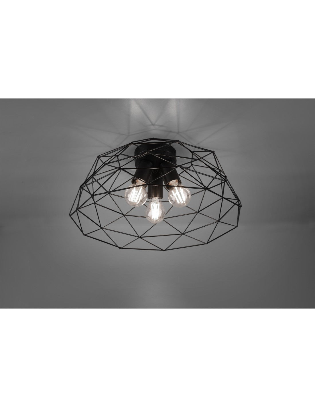 Plafonnier Haval Gabbia 3xE27 Noir Mat Ø45 cm Trio Lighting
