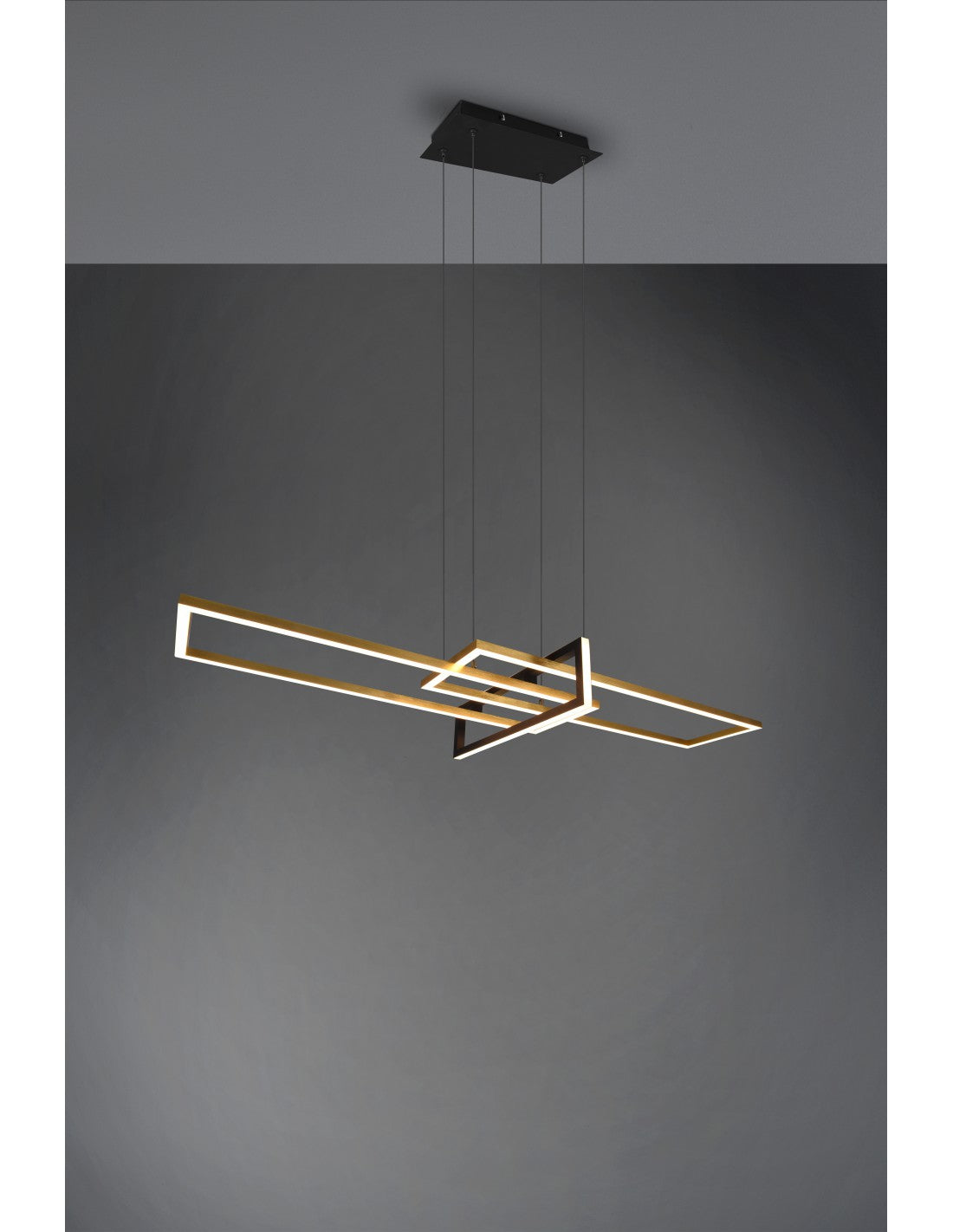 Salinas Suspension 3 Rectangles LED 34w Doré-Noir L110 cm Dimmable Trio Éclairage