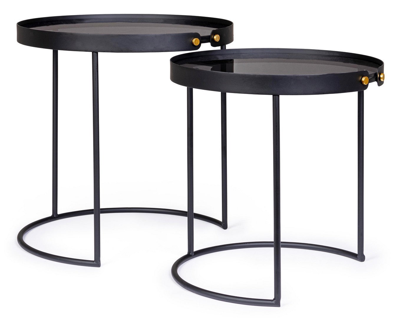 Set de 2 tables basses Zeina en acier noir