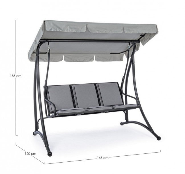 Balançoire trois places en acier Anthracite GRELY 190x120x h185 cm
