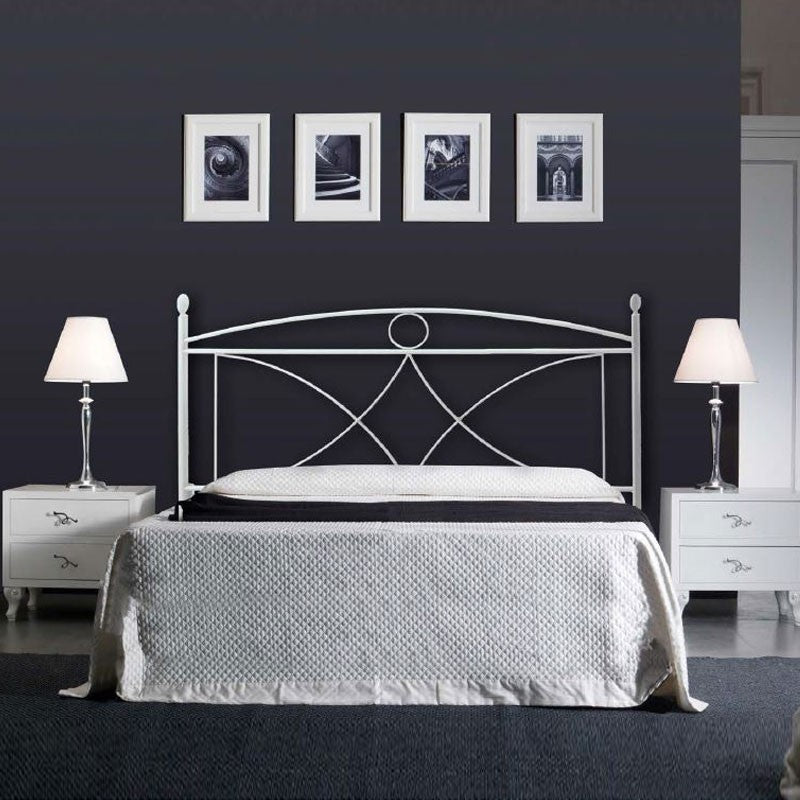 Lit double en fer avec cadre de lit en fer blanc ALICE 166x202x h128 cm