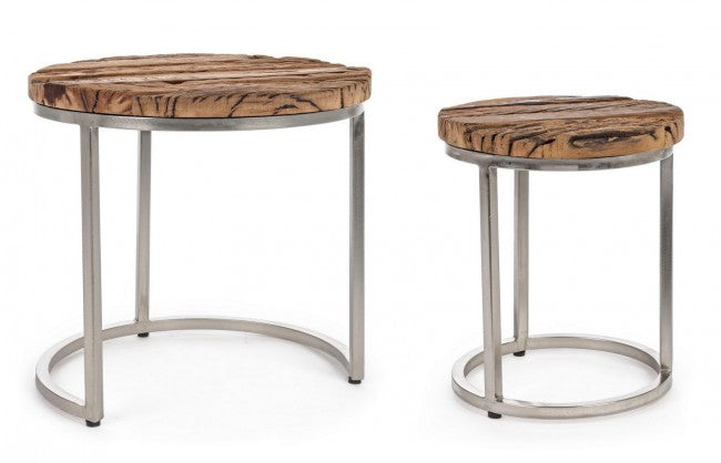 Ensemble de 2 tables basses modernes en bois et métal Rafter