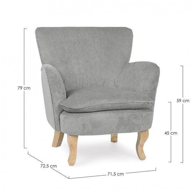 Fauteuil gris clair en tissu style vintage