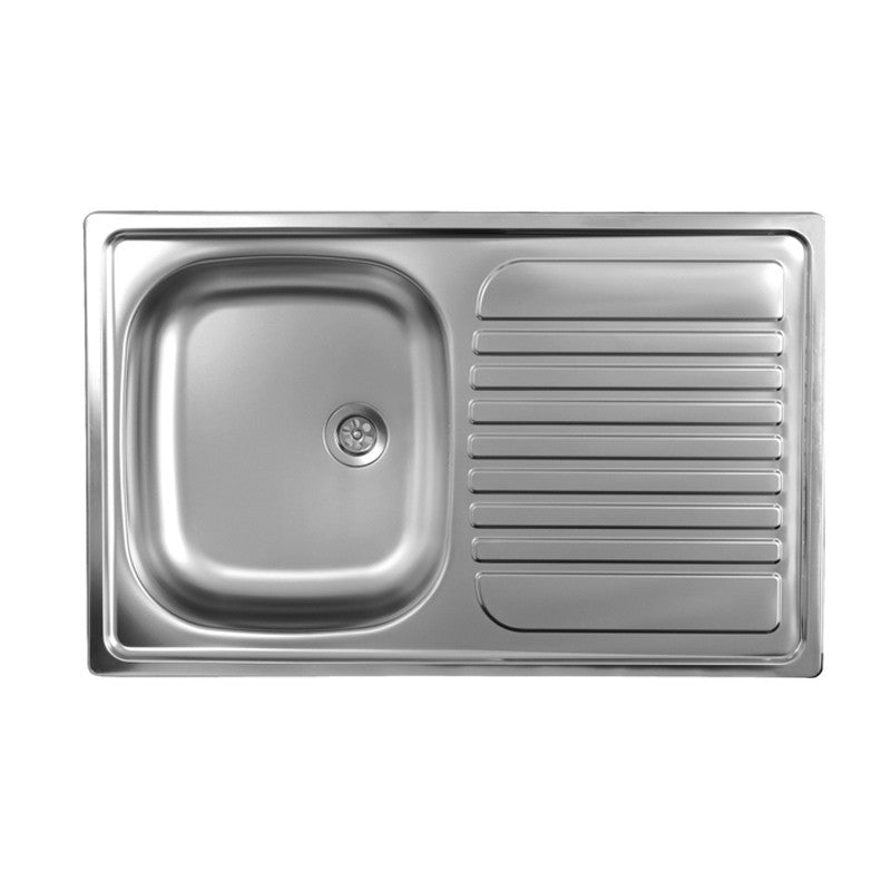 Évier de cuisine encastrable en inox avec égouttoir à droite 50x79 cm