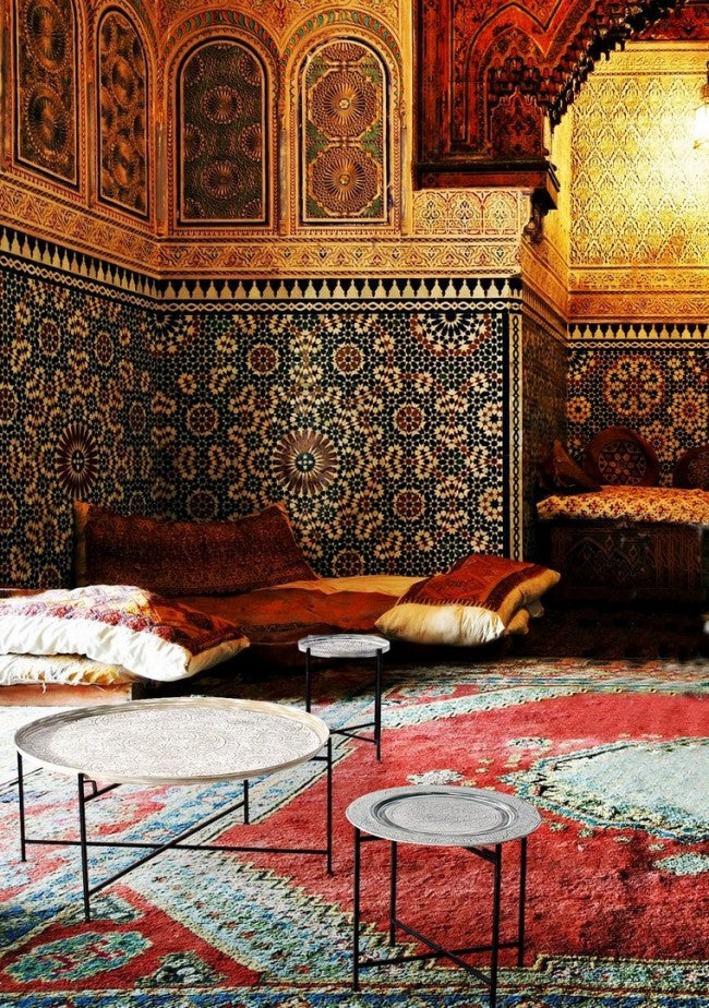 Table basse ronde en métal de style fusion