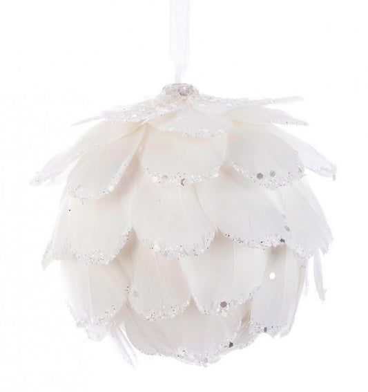 12x Karol Feathers C-Glitter Ball Blanc D100