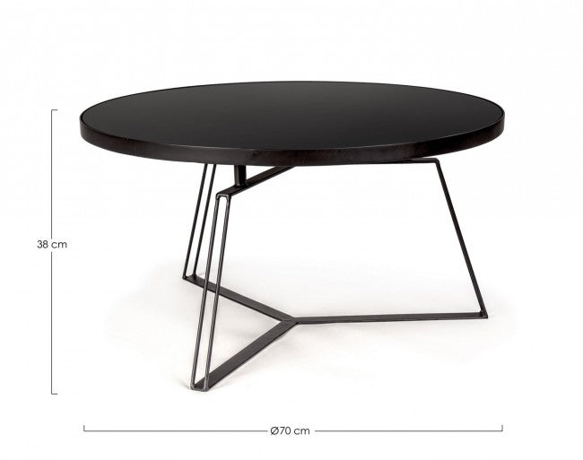 Table basse en métal noir style design Ø70a - 38h