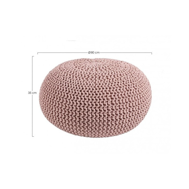 Pouf d'ameublement tressé rose design 80 cm