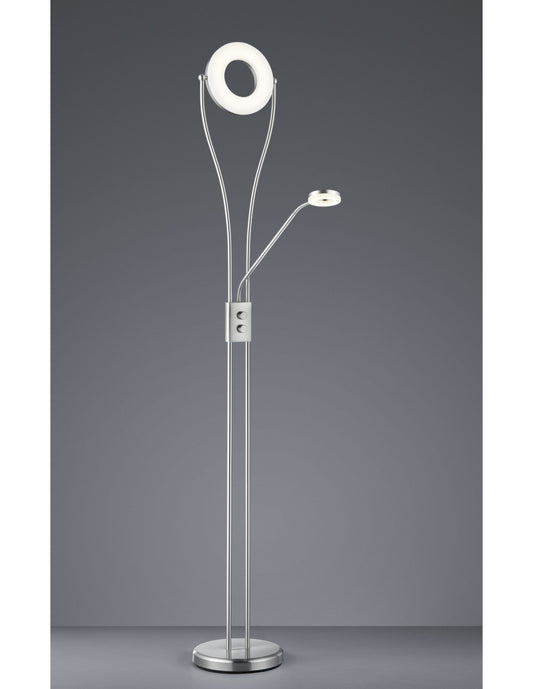 Lampadaire Led Rennes Nickel Avec Trio Allumant Lampe De Lecture Réglable