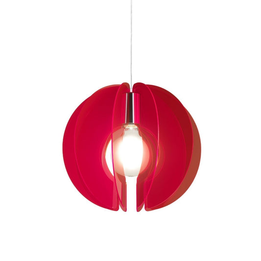 Suspension Sirio Rouge Fluo en Métal Chromé Cm. 40x40h