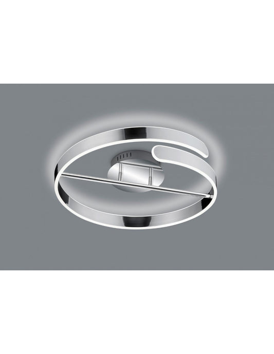 Plafonnier Design Cercle Led Dimmer 4000k Parme Chrome Trio Lighting