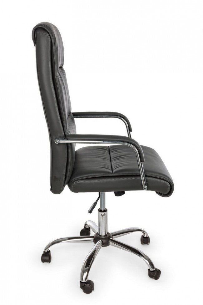 Fauteuil de bureau Queensland avec accoudoirs en éco-cuir gris foncé