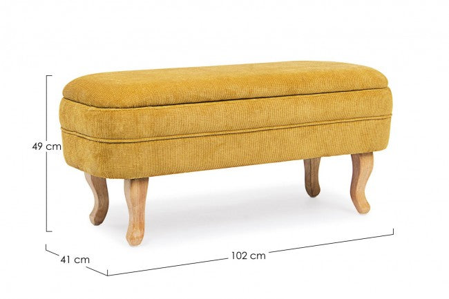 Banc de rangement ouvrant en chenille ocre 102x41x49 cm
