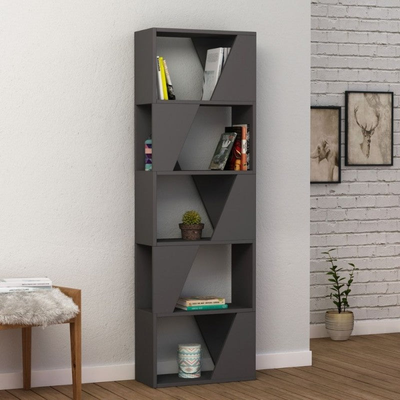 Bibliothèque anthracite avec 5 étagères Structure 54x24xh.168 cm 