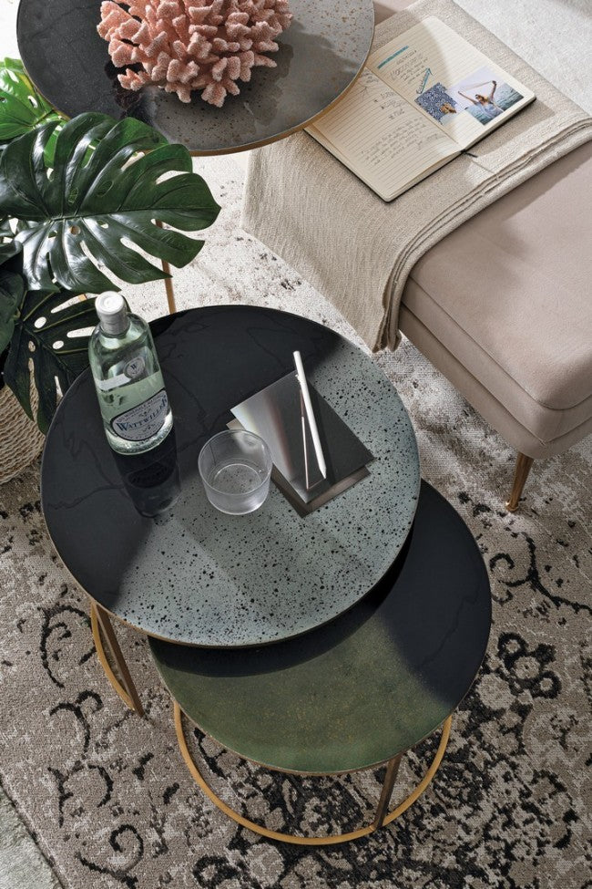 Ensemble de 3 tables basses en métal de style ambiance