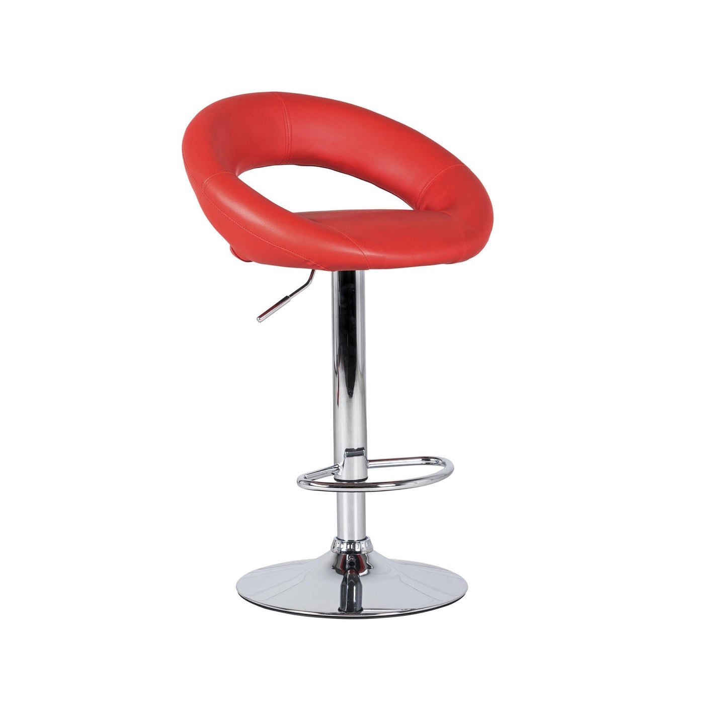 Tabouret en simili cuir rouge 39x32x80/102h cm