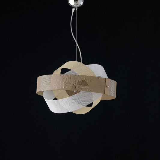 Lustre à suspension moderne en gris tourterelle blanc à 2 lumières diamètre 47x h13 cm