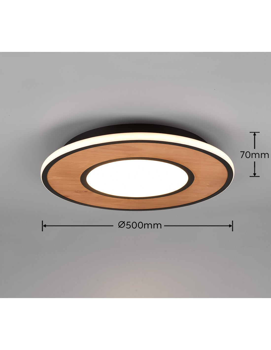 Plafonnier Vintage En Bois Led Variateur Deacon Ø50 cm Trio Lighting
